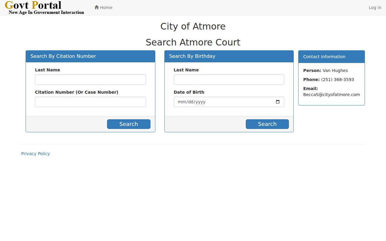 Atmore record check fields in the official ticket lookup
