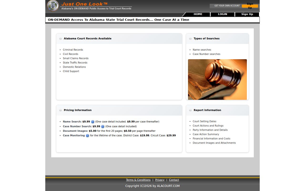 Escambia County criminal court record search through Just One Look