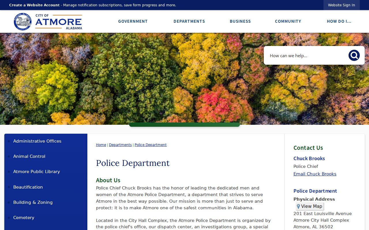 Escambia County criminal records at Atmore Police Department